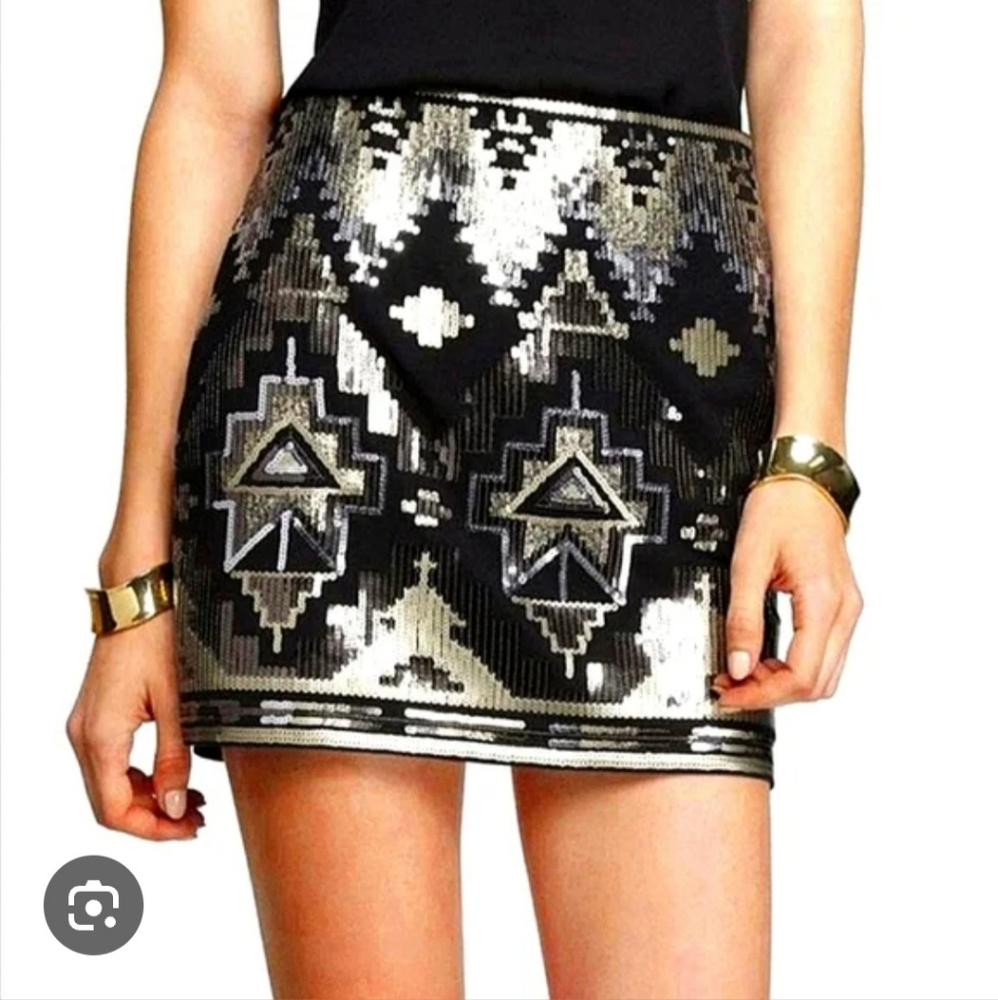 Express Sequin Mini Skirt Size Sm